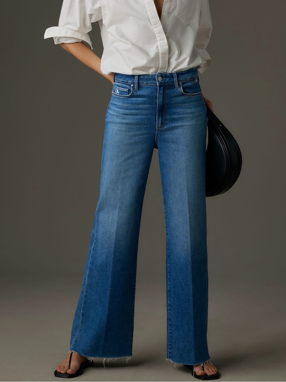 Anthropologie Paige Anessa 31” Raw Hem Wide Leg Jeans